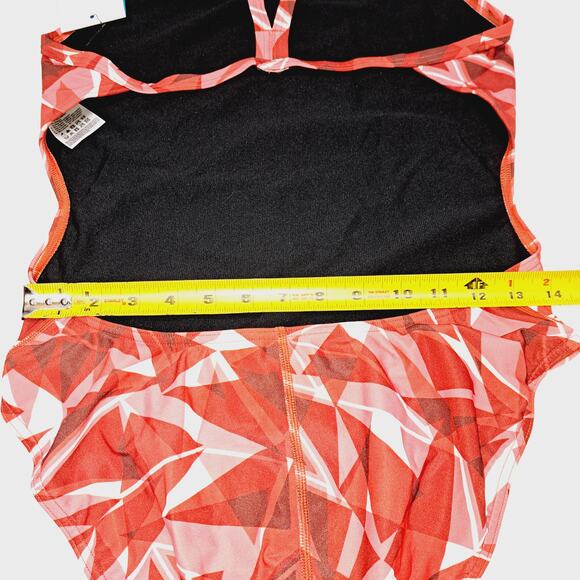 NWT Arena Flou Red White Shattered Glass Challenge Back 1 piece swimsuit US40 - Picture 10 of 13
